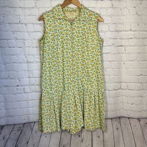 Vintage Hippie Floral Flower Power Boho Pleated Dress Sleeveless Skorts